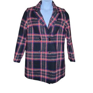 DOLLS KILL Current Mood mutual disrespect tartan plaid wool peacoat S‎